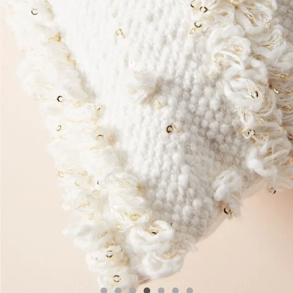 Anthropologie Woven Landen Pillow Cover Case Off White & Gold Rectangle home - Picture 5 of 10